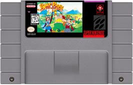 Cartridge artwork for Power Piggs Of The Dark Age on the Nintendo SNES.