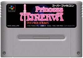 Cartridge artwork for Princess Minerva on the Nintendo SNES.