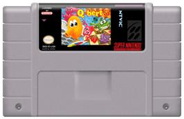 Cartridge artwork for Q*Bert 3 on the Nintendo SNES.