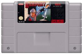 Cartridge artwork for Rampart on the Nintendo SNES.