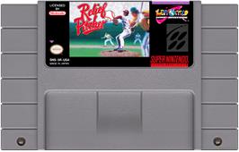 Cartridge artwork for Relief Pitcher on the Nintendo SNES.