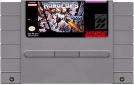 Cartridge artwork for Robocop 3 on the Nintendo SNES.