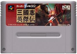 Cartridge artwork for Sangokushi Eiketsuden on the Nintendo SNES.