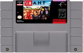 Cartridge artwork for Sim Ant - The Electronic Ant Colony on the Nintendo SNES.