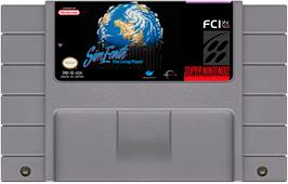 Cartridge artwork for Sim Earth - The Living Planet on the Nintendo SNES.