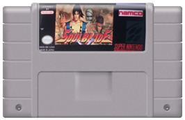 Cartridge artwork for Soul Blade on the Nintendo SNES.