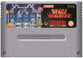 Cartridge artwork for Space Invaders on the Nintendo SNES.