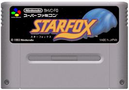 Cartridge artwork for Star Fox on the Nintendo SNES.