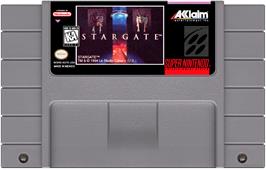 Cartridge artwork for Stargate on the Nintendo SNES.