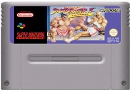 Cartridge artwork for Street Fighter II Turbo: Hyper Fighting on the Nintendo SNES.