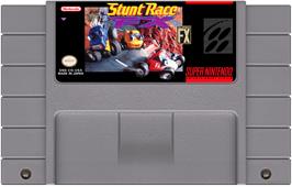 Cartridge artwork for Stunt Race Fx on the Nintendo SNES.