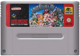 Cartridge artwork for Super Adventure Island on the Nintendo SNES.