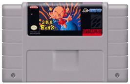 Cartridge artwork for Super Bonk on the Nintendo SNES.