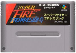 Cartridge artwork for Super Fire Pro Wrestling on the Nintendo SNES.
