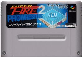 Cartridge artwork for Super Fire Pro Wrestling 2 on the Nintendo SNES.