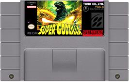 Cartridge artwork for Super Godzilla on the Nintendo SNES.