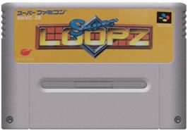 Cartridge artwork for Super Loopz on the Nintendo SNES.