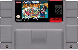 Cartridge artwork for Super Mario All-stars on the Nintendo SNES.