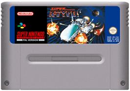 Cartridge artwork for Super R-Type on the Nintendo SNES.