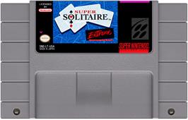 Cartridge artwork for Super Solitaire on the Nintendo SNES.