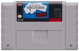 Cartridge artwork for Super Solitaire on the Nintendo SNES.