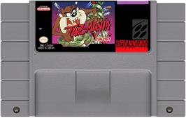 Cartridge artwork for Taz-mania on the Nintendo SNES.