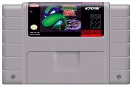 Cartridge artwork for Teenage Mutant Ninja Turtles: Tournament Fighters on the Nintendo SNES.