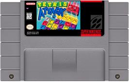 Cartridge artwork for Tetris Attack on the Nintendo SNES.