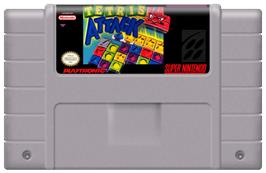 Cartridge artwork for Tetris Attack on the Nintendo SNES.