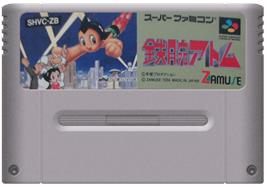 Cartridge artwork for Tetsuwan Atom on the Nintendo SNES.