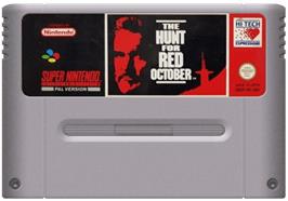 Cartridge artwork for The Hunt for Red October on the Nintendo SNES.