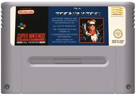 Cartridge artwork for The Terminator on the Nintendo SNES.