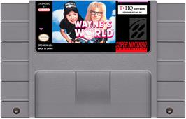 Cartridge artwork for Wayne's World on the Nintendo SNES.