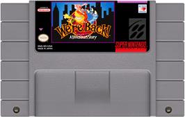 Cartridge artwork for We're Back! - A Dinosaur's Story on the Nintendo SNES.