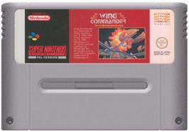 Cartridge artwork for Wing Commander on the Nintendo SNES.