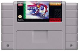 Cartridge artwork for Winter Olympics: Lillehammer '94 on the Nintendo SNES.