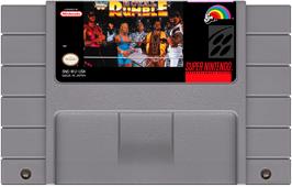 Cartridge artwork for Wwf Royal Rumble on the Nintendo SNES.