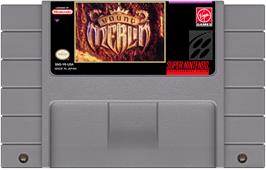 Cartridge artwork for Young Merlin on the Nintendo SNES.