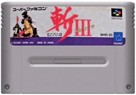Cartridge artwork for Zan 3 Spirits on the Nintendo SNES.