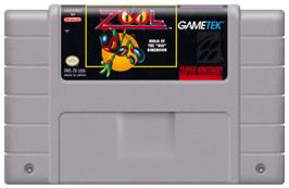 Cartridge artwork for Zool on the Nintendo SNES.