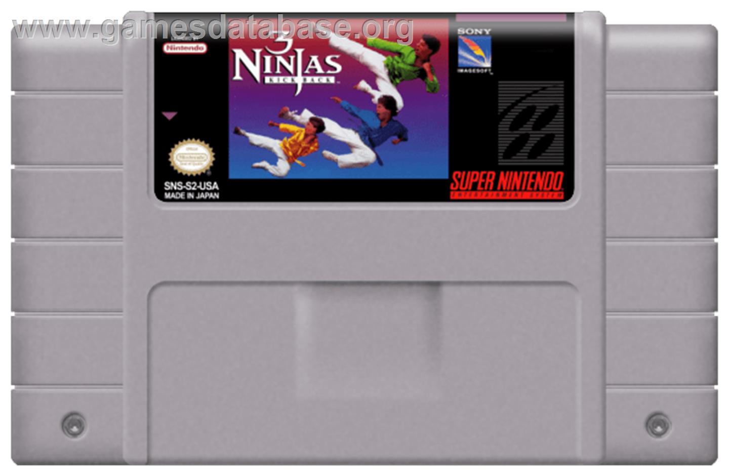 3 Ninjas Kick Back - Nintendo SNES - Artwork - Cartridge