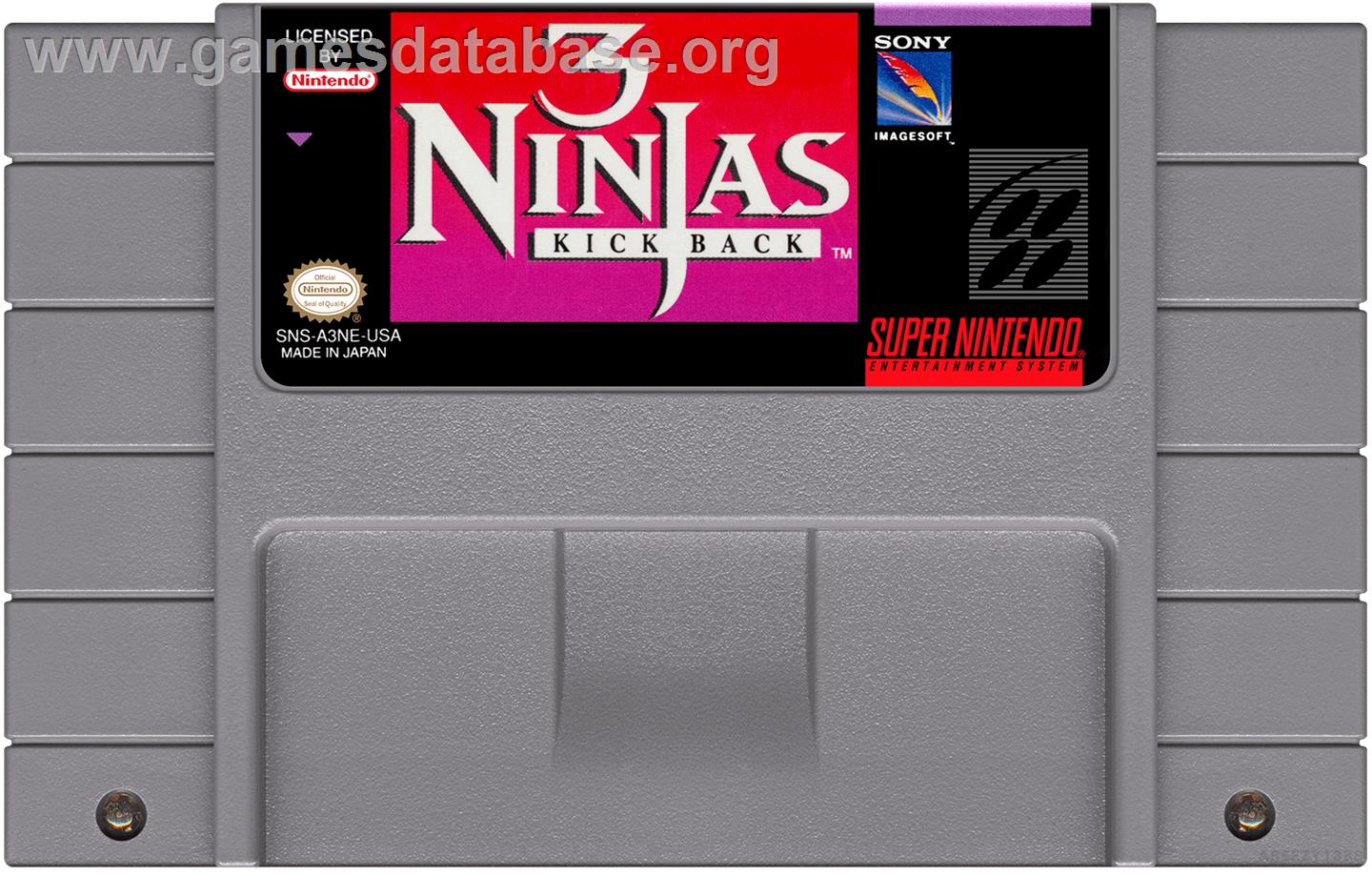 3 Ninjas Kick Back - Nintendo SNES - Artwork - Cartridge