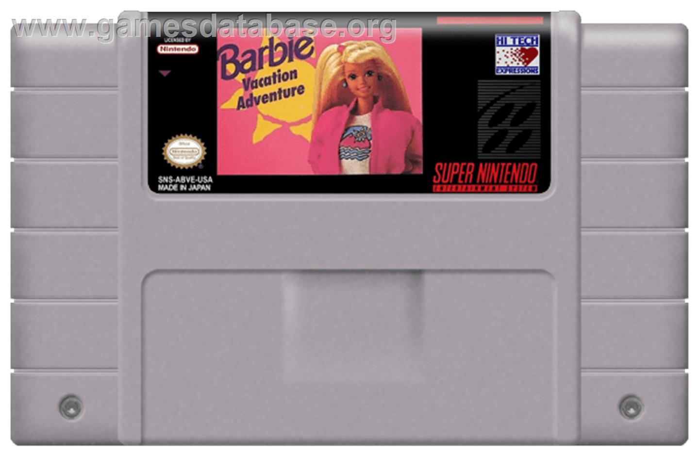 Barbie Vacation Adventure - Nintendo SNES - Artwork - Cartridge