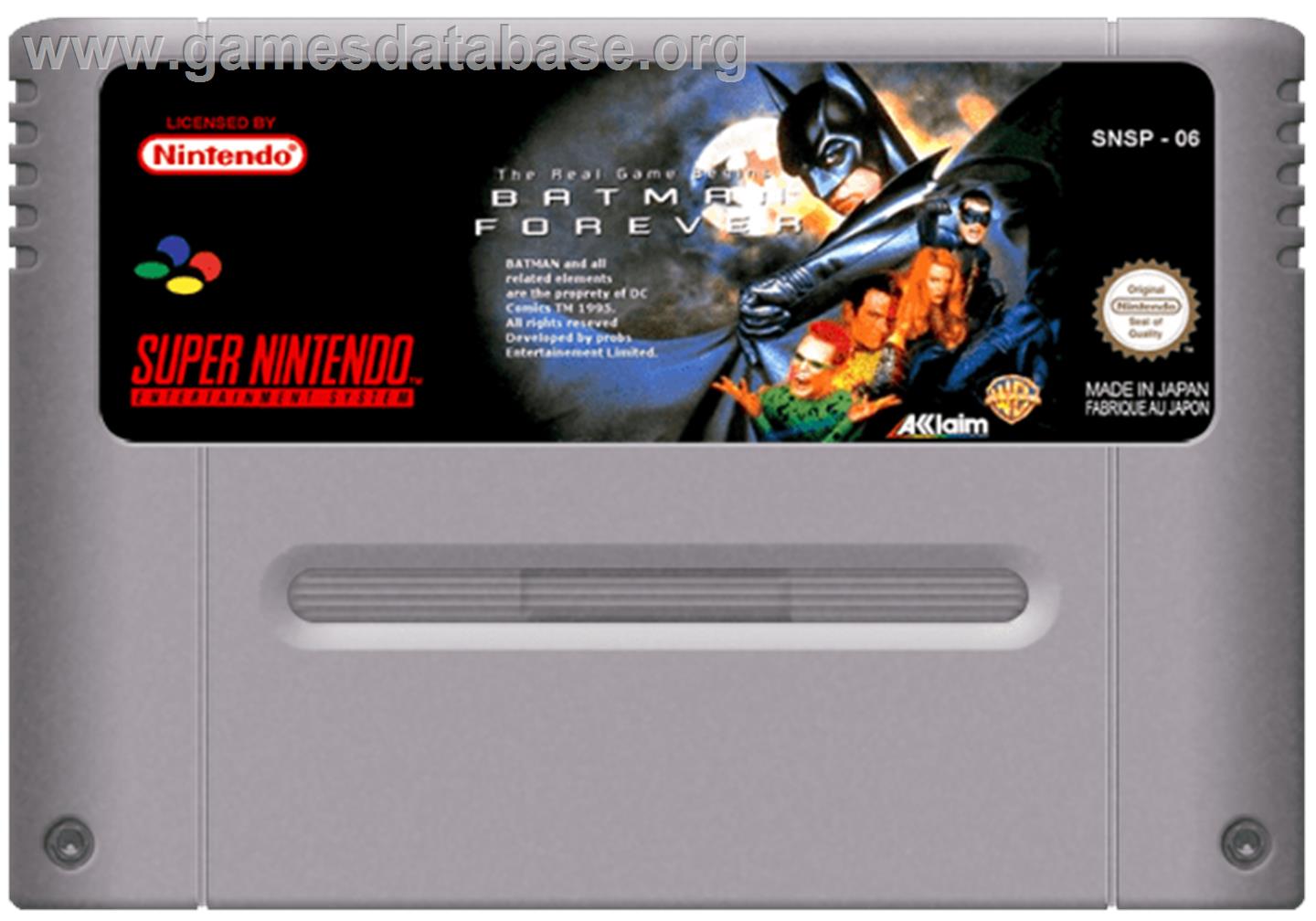 Batman Forever - Nintendo SNES - Artwork - Cartridge