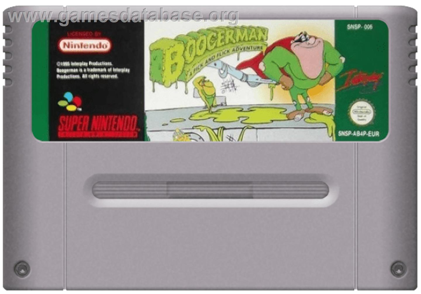 Boogerman: A Pick and Flick Adventure - Nintendo SNES - Artwork - Cartridge