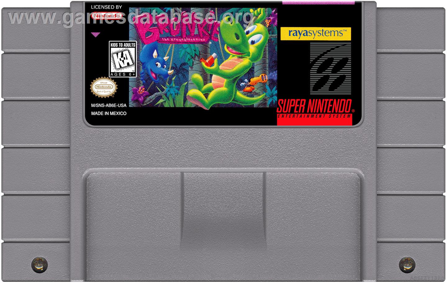 Bronkie The Bronchiasaurus - Nintendo SNES - Artwork - Cartridge