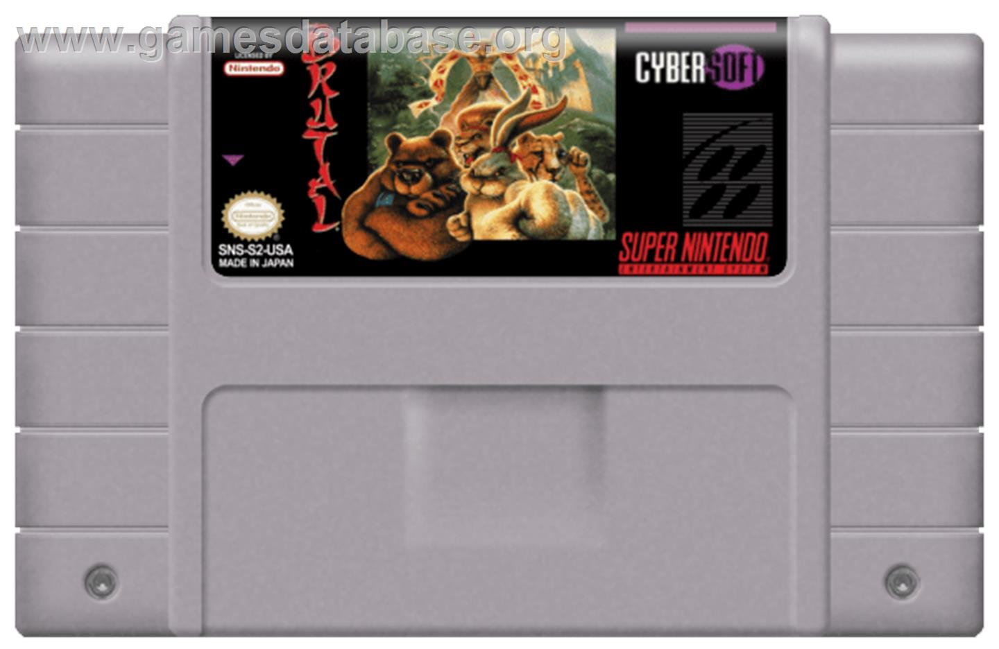 Brutal: Paws of Fury - Nintendo SNES - Artwork - Cartridge
