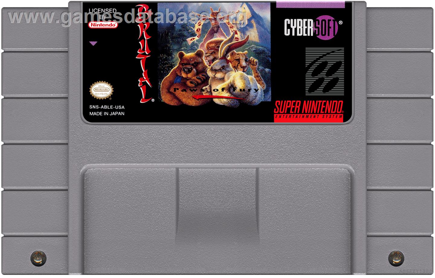Brutal - Paws Of Fury - Nintendo SNES - Artwork - Cartridge