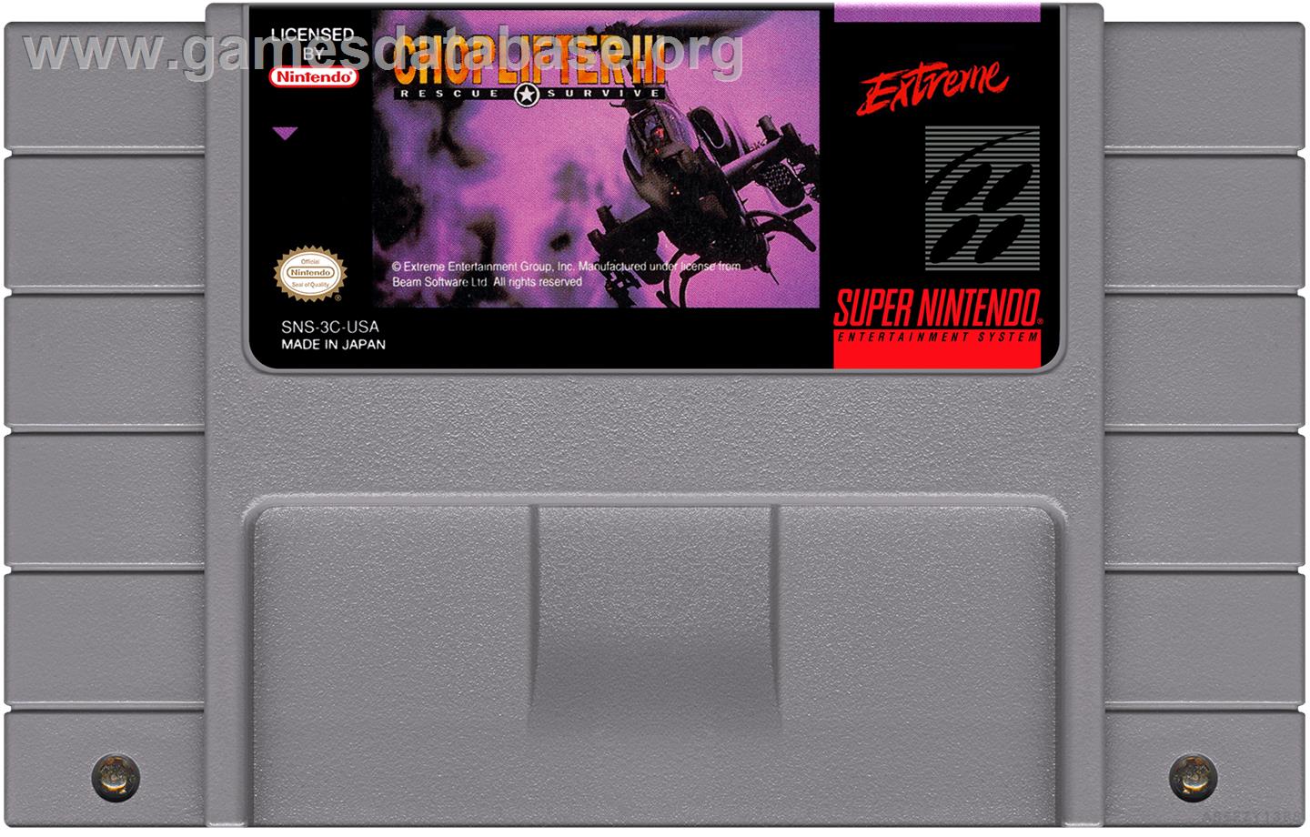 Choplifter 3 - Nintendo SNES - Artwork - Cartridge