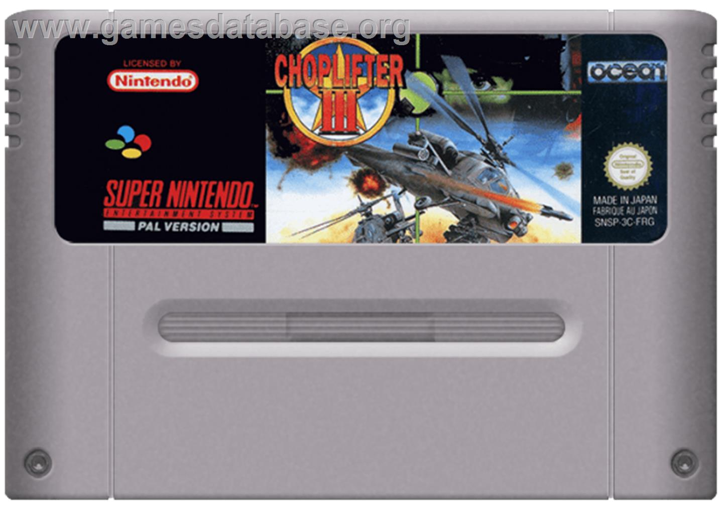 Choplifter III: Rescue Survive - Nintendo SNES - Artwork - Cartridge